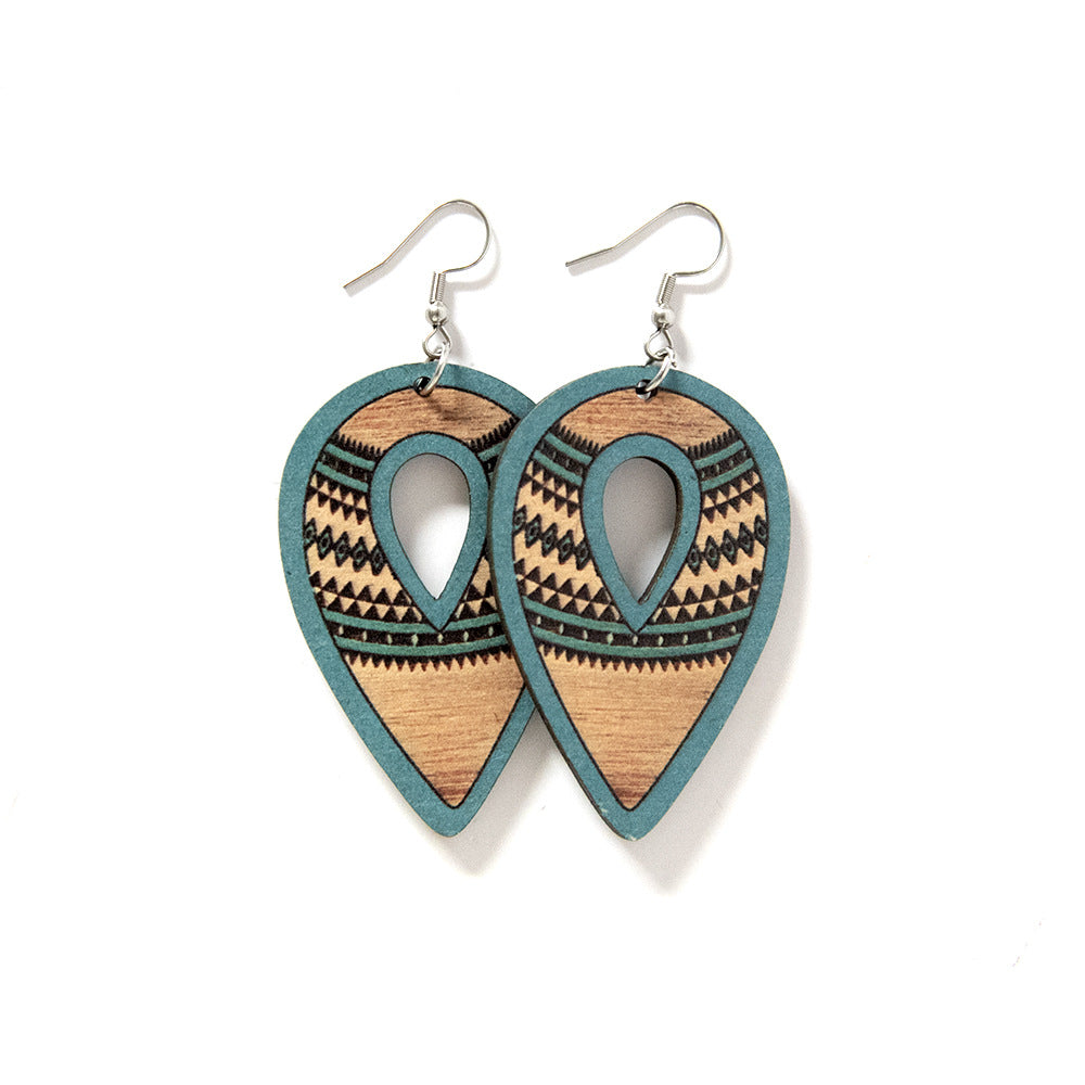 Wholesale Aztec Western Wind Wooden Earrings